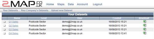 The Datasets Screen